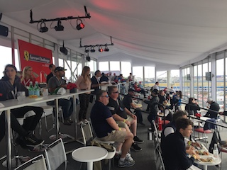 One of the two main rooms of the Ferrari Hospitality Suite