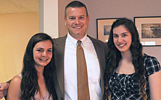 Madeline McGovern, teacher Anthony Baxter & Laura Epstein, 2011 Warner Library Hall of Fame Essay Contest Winners