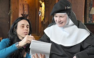 GOD IS THE BIGGER ELVIS: Mother Dolores Hart (R) with director, Rebecca Cammisa (L) Photo Credit: Producer, Julie Anderson/HBO