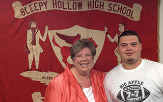 Sleepy Hollow High School Principal Carol Conklin-Spillane and senior  Frank Curanaj.