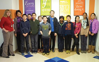 Left to right: Advisors Barbara Murphy and Svetlana Ryzhik with BMS  Mathletes Lawrence Meng, Andrew Kanovsky, Joseph Murray, Mark Rogers, Michael Tu, Matthew Tu, Keshav Rao, Christopher Li, Letitia Chan, Farhaanah Mohideen, and Sydney Zhang. Not pictured are Daniel De Castro, Matthew Li, Amrita Makhijani, Fareed Mohideen, and Ronin Kmeta-Suarez.