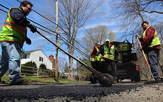 Westchester County Department of Public Works fixes potholes in Rye Brook this spring.