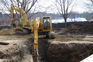 The beginning of a new outdoor pool, slated to open late May