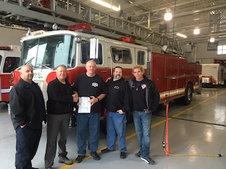 Left to right SHFD Captain Paul Capello, Trustee John Leavy, Milford Township Chief Keith Butler, Milford Township FM Jim Young, SHFD Chief John Korzelius