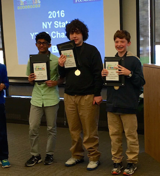 Irvington Middle School students Rishit Gupta, Zachary Rosman and Henry Demarest were named top chemists in the State. Seventh-grader Demarest won first place, while eighth-graders Gupta and Rosman were named runner-up and second runner-up, respectively.