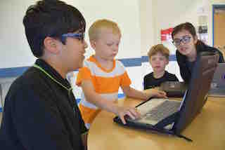 Fifth-grade students at Todd Elementary school in Briarcliff Manor used their coding skills to create digital stories for kindergarten students to interact and play with as part of the school’s initiative to involve students in coding at an early age.