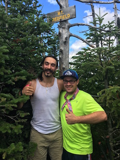 Longtime friends Lucio Battista and Peter Camporese on top of Mount Redfield.