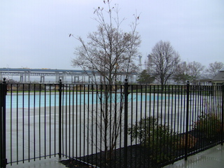 Waiting for warm weather at the outdoor pool.