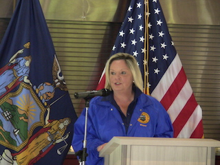 Mayor Lori A. Sullivan addressing residents, guests and officials at the dedication.