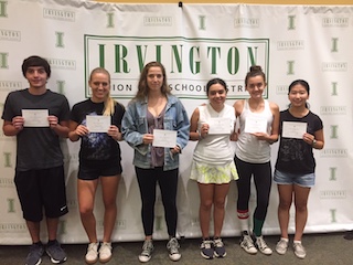 (from left): Irvington High School seniors William Pascal, Susanna Odabashian, Dina Pekelis, Rachel Sklar, Hannah Stack and Kristen Lee were honored as Commended Students by the National Merit Scholarship Corporation.