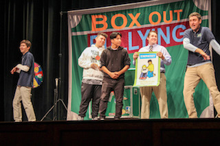 Sleepy Hollow High School students learn how to Box Out Bullying during an interactive assembly.