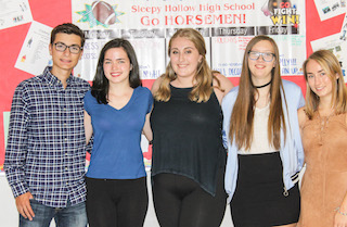 Sleepy Hollow National Merit students from left: Brandan Gianni, Maeve Brennan, Olivia Rudder, Hallie Swanson, Samantha Allen