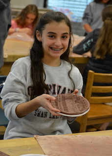 BMS Seventh grader Charlotte Landau created a plate using a simple mold during Day of Clay.