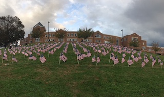 Drivers on Route 9 could see the 420 flags honoring Veterans adorning the Middle/High School’s front lawn.