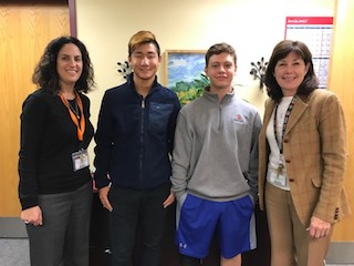 BHS Counseling Coordinator Meredith Safer; HOBY 2017 Alternate Christopher Li; Jason Heitzler; and BHS Principal Debra French.