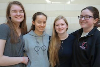 Regeneron finalists L – R: Sarah Hoffman, Skyler Jones, Catherine Kamp, and Emma San Martin