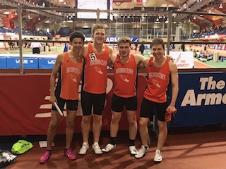 L-R: BHS Track team members Ziad Chalabi, and Lee Gelfand, Jonathan Gold, Jacob Fridakis