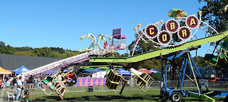 Tickets may be purchased individually or as an all-day wristband for midway rides at the Yorktown Grange Fair Sept. 7-9. Photo Credit: Peggy Derevlany