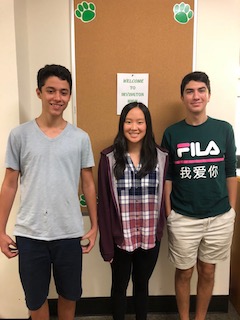 Irvington High School seniors and 2019 National Merit Scholarship semifinalists Ethan Chang, Chrysmine Wong and Braden Donoian.