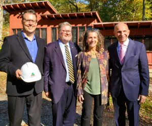 Left to right: Teatown Executive Director Kevin Carter, State Sen. Pete Harckham, State Assembly member Dana Levenberg and Deputy Westchester County Executive Richard Wishnie at the Oct. 9 groundbreaking ceremony. Photo: Robert Brum