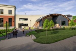 Rendering of the Multi-Modal Transportation Hub on Brandreth Street, which is projected to add some 242 parking spaces, EV charging stations and E-bike rentals and repairs. Photo: Village of Ossining